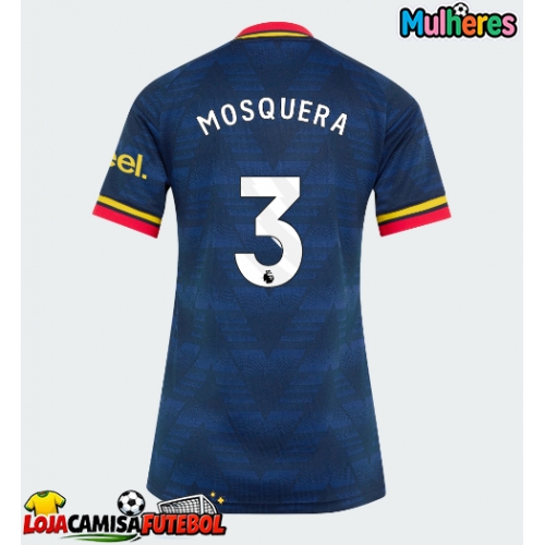 Camisa de Futebol Arsenal Cristhian Mosquera #3 Equipamento Secundário Mulheres 2026-27 Manga Curta